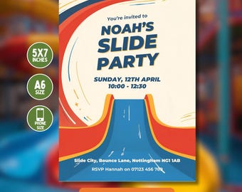 Modèle d'invitation d'anniversaire de diapositive intérieure modifiable, Soft Play Party toile d'invitation, téléchargement numérique