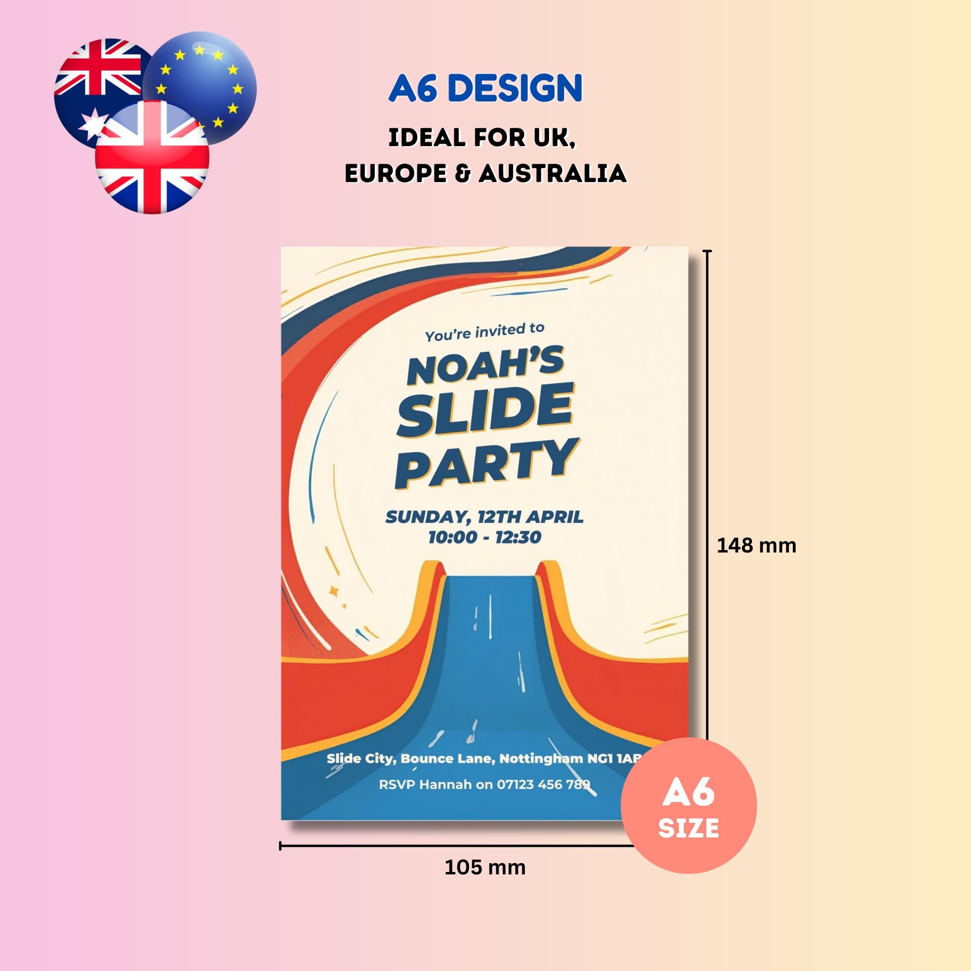 Editable Indoor Slide Birthday Invitation Template, Soft Play Party ...