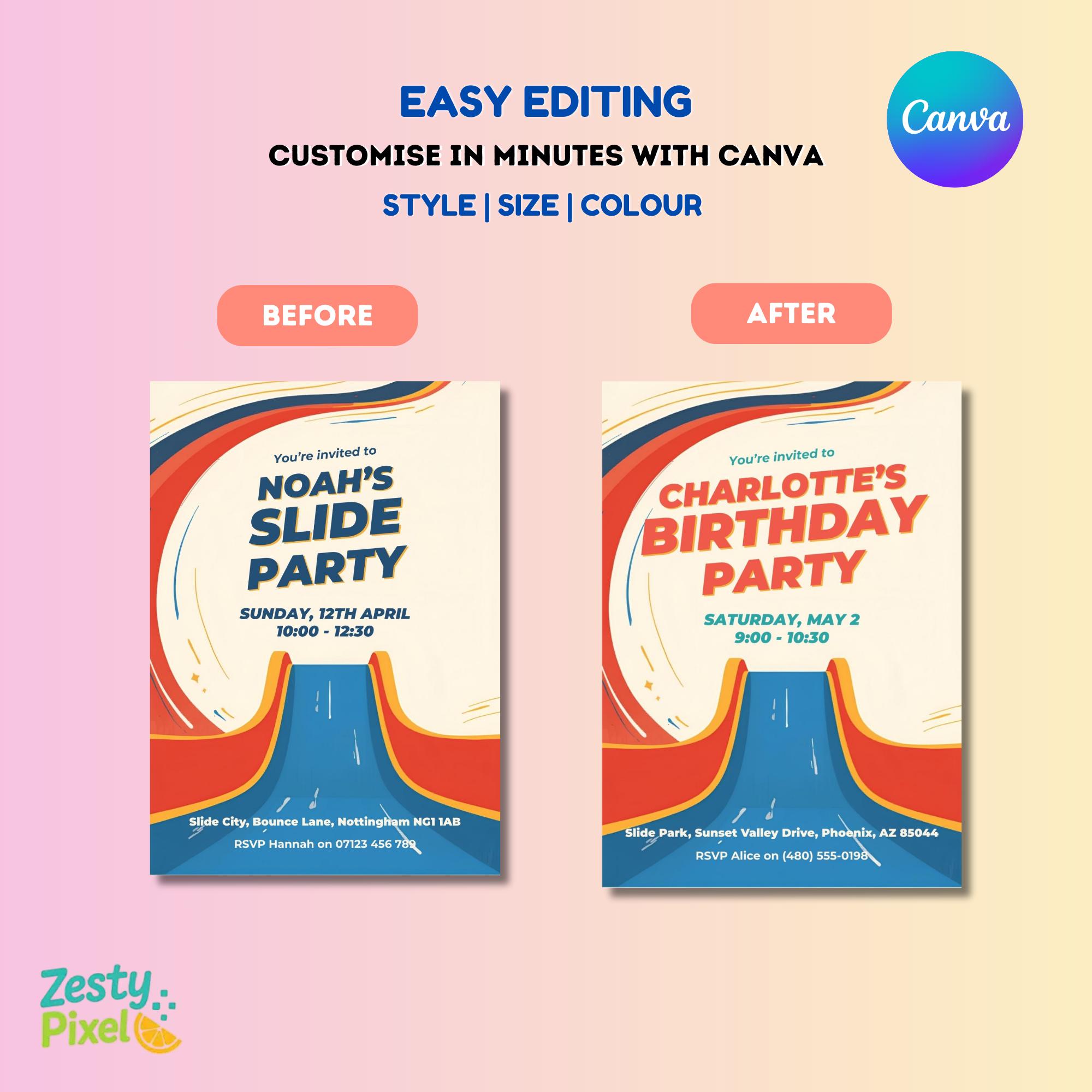 Editable Indoor Slide Birthday Invitation Template, Soft Play Party ...
