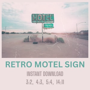 Distressed Motel Pool Sign Printable • Vintage Desert Roadside Art • Retro Americana Digital Download • Horizontal Nostalgic Wall Print sign