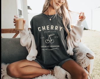 Cherry Festival T-Shirt | Retro Fruit Graphic Tee | Summer Fair Shirt | Cute Town Festival Outfit | Cherry Lover Gift Comfort colors shirt