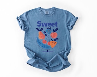 Obstschale T-Shirt | Ästhetisches Frucht-Grafik-T-Stück | Vintage Sommer T-Shirt | Süßes Retro Früchte Shirt | Cottagecore botanisches T-Shirt | Y2K T-Shirt