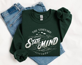 Martha’s Vineyard State of Mind Crewneck Sweatshirt – Fisherman aesthetic | Minimalist Coastal Sweatshirt | Island Vibes Pullover | preppy