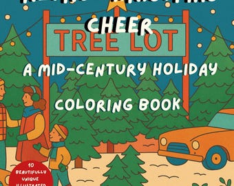 Retro Christmas Coloring Book | Mid-Century Holiday Scenes | Vintage Christmas Decor Printable | Festive Coloring Pages for Adults & Kids