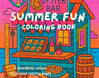 Sommer Spaß Malseiten Kinder & Erwachsene 6er Set druckbare digitale Downloads Strand, Pool, Eis, See, mehr Instant Download Malvorlagen