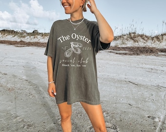 Oyster Social Club T-Shirt | Coastal Grandmother Aesthetic Tee | Preppy Vintage Shirt | Seafood Lover Gift | comfort colors spring shirt