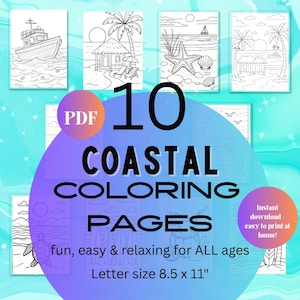 Summer Fun Coloring Page Set - Instant Download - Pool Party Activity - Summer Party Favors - Beach Party Games - Kids Camp Coloring Pages