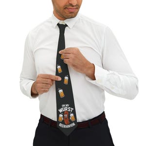 Funny Beer-Themed Necktie, Great for Father&#39;s Day, Groomsmen Gift, Party Accessory, Casual Wear, Beer Lover Gift, Oktoberfest Gift