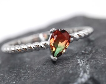 925 Solid Silver Ring Pear Cut Gemstone Ring For Women Tourmaline Women ring Natural Brown Tourmaline Ring Christmas Or New Year Gift