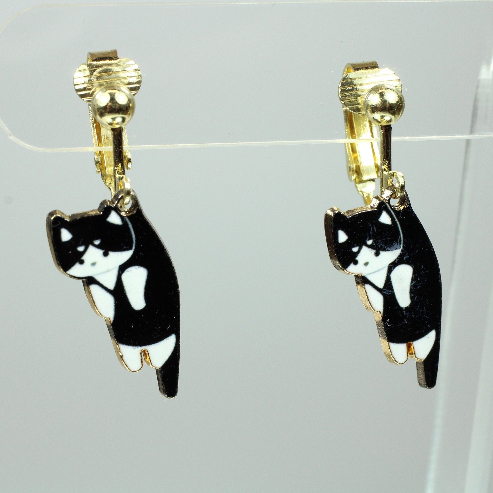 Dangling Kitten Cat Earrings Fashion Gold Calico Brown Etsy