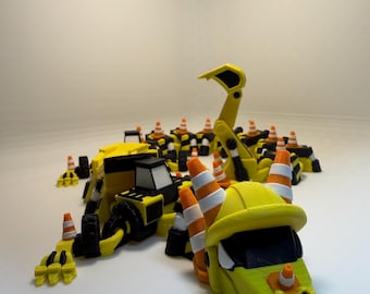 Articulated 3D Printed Construction Dragon Toy with Moving Bucket