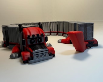 Articulated 3D Printed Dragon Truck Toy, Unique 18-Wheeler Design