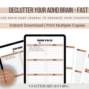ADHD Brain Dump Journal Printable | Daily To-Do List for Neurodivergent Adults | Digital Productivity Planner PDF