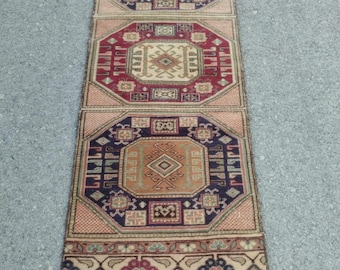 2x7 トルコ製ヴィンテージ ナローランナーラグ、手作りカイセリランナーラグ、1.9 x 7 フィート、
