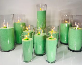 Hellgrüner Kerzensand mit Dochten 1kg 5kg 10kg 20kg