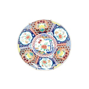 Miyako Imari Ware Porcelain Plate - Made in Japan
