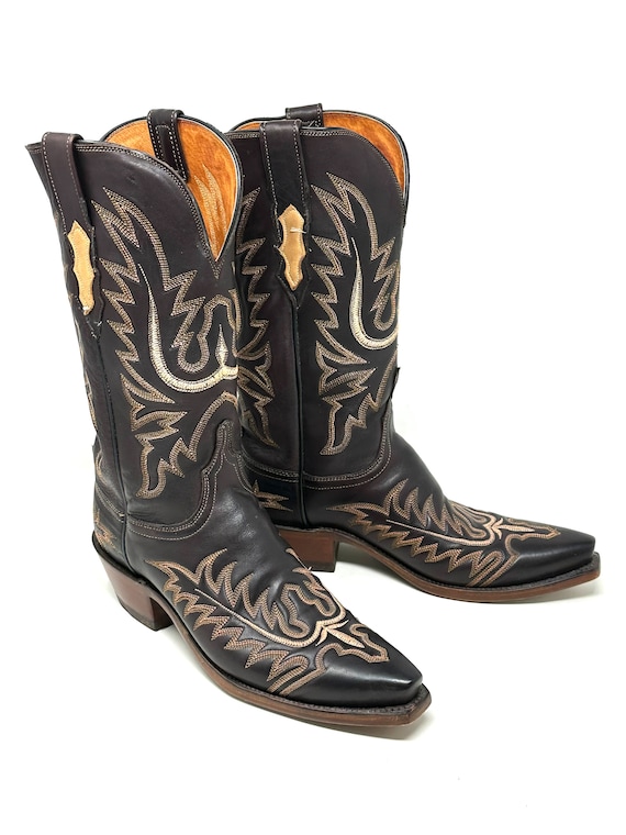 Lucchese Embroidered Leather Western Boots - image 4