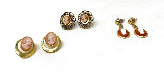 Vintage Cameo Earrings - Circa 1960 - image 6