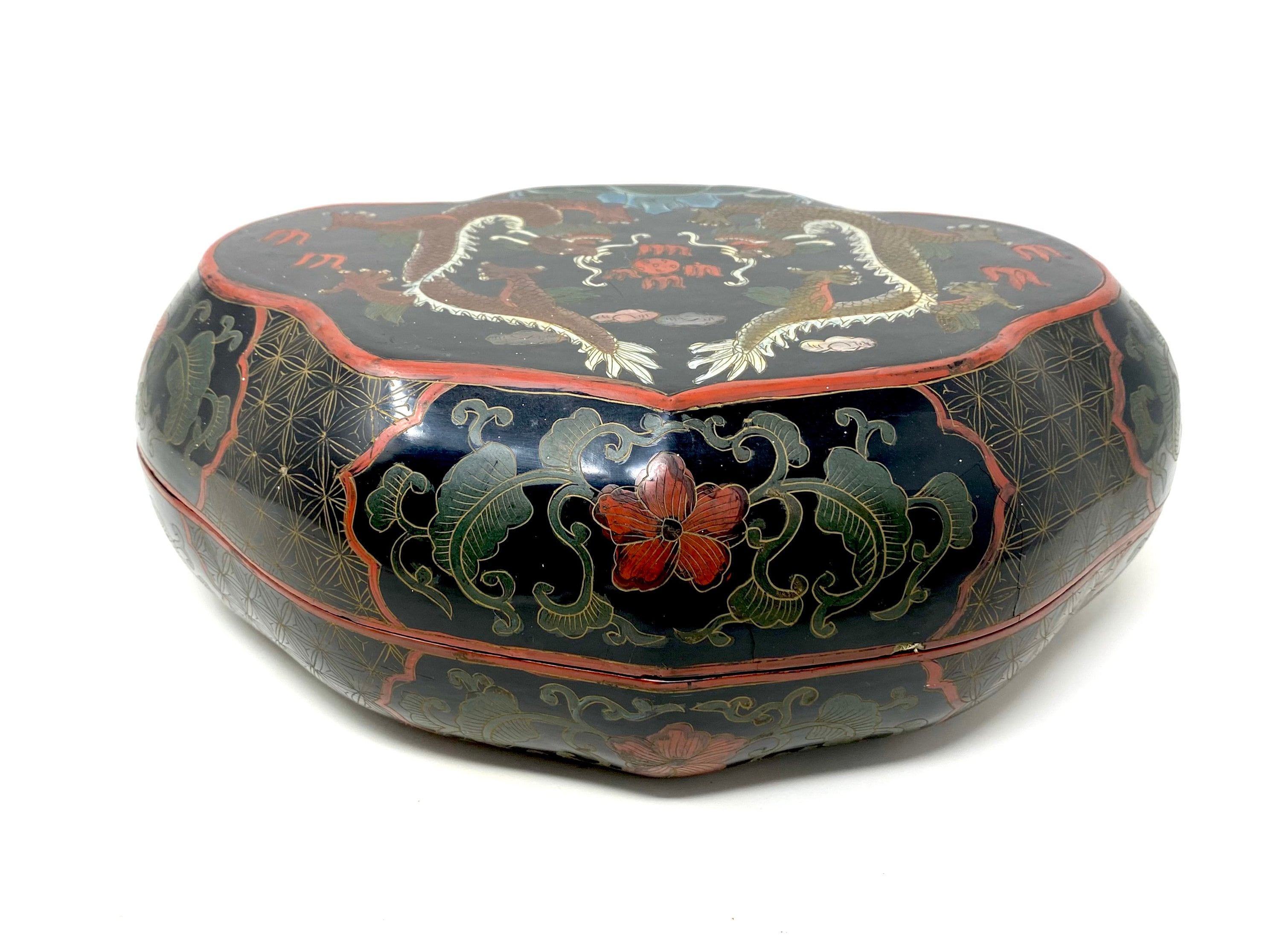Antique Chinese Lacquerware Box - Dragon Motif - Etsy