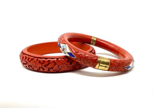 Cinnabar and Cloisonné Bangle Bracelets - Set of 2 - image 5