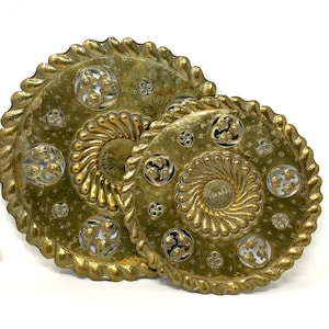 Egidio Casagrande Mid Century Brass Wall Plaques - Set of 2 - Made in Italy