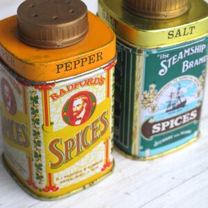 Vintage Tin Salt and Pepper Shaker Set image 4