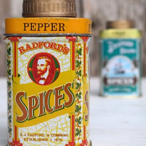 Vintage Tin Salt and Pepper Shaker Set image 1