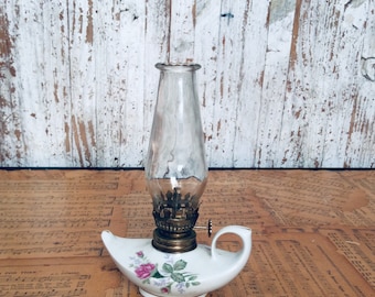 Miniature Porcelain Oil Lamp - Vintage 1960s