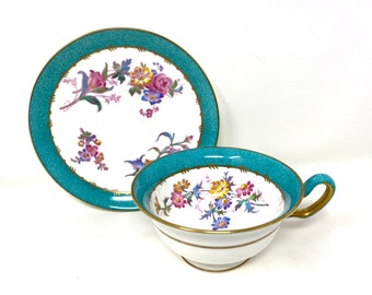 Service à Café Wedgwood England - Modèle Ulander Powder Turquoise - 21 Pièces Pour 6 Personnes