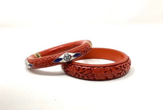 Cinnabar and Cloisonné Bangle Bracelets - Set of 2 - image 7