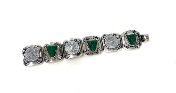 Sterling Silver Aztec Bracelet - Circa 1950-1970 - image 3