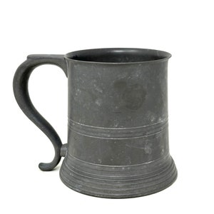 Antique Pewter Glass Bottom Mug
