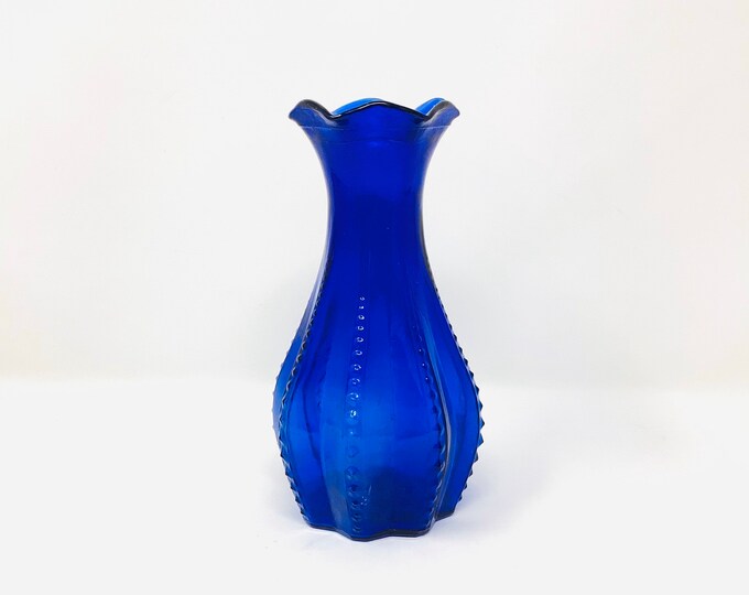 Vintage Cobalt Blue Glass Vase Etsy