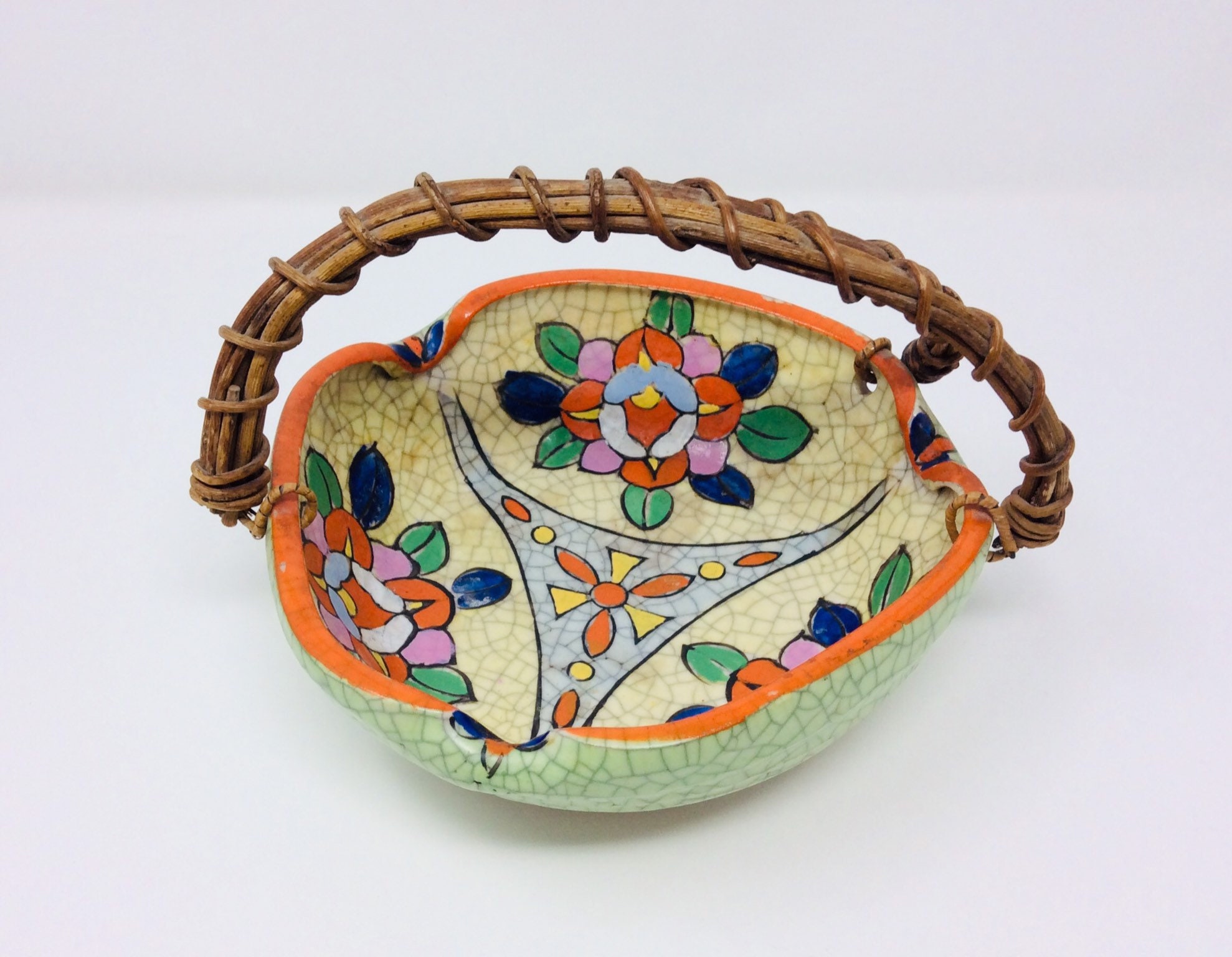 Mid Century Japanese Ceramic Basket Etsy