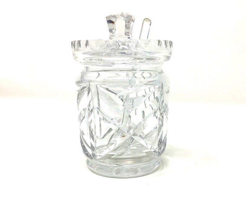 Vintage Crystal Jam Jar With Spoon Etsy
