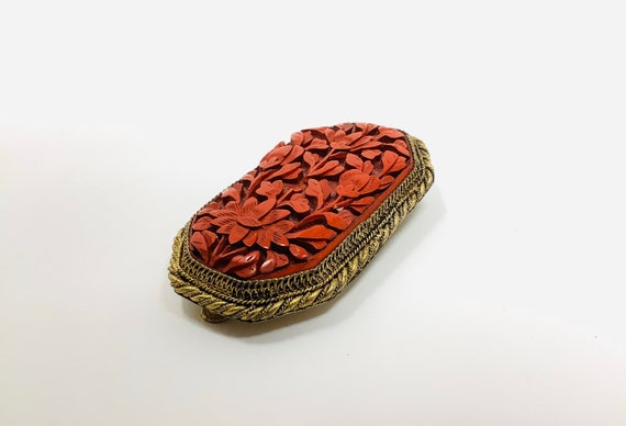 Antique Chinese Cinnabar Fur Clip - image 6