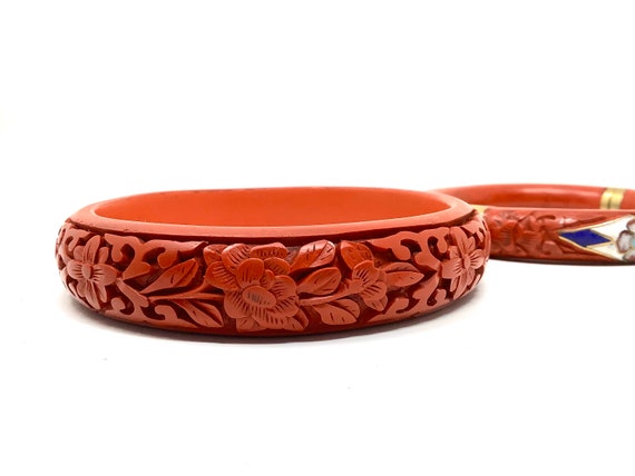 Cinnabar and Cloisonné Bangle Bracelets - Set of 2 - image 2