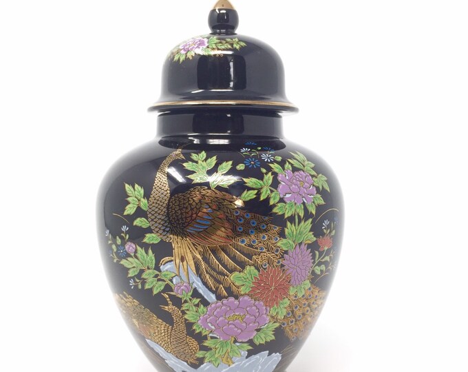 Japanese Interpur Ceramic Lidded Vase Vintage S Etsy