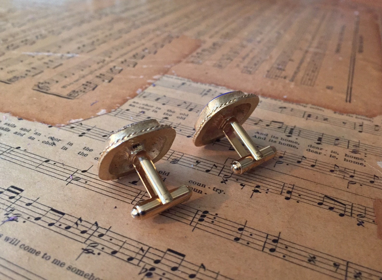 Vintage Dante Cufflinks Gold Toned and Blue 1960s Etsy