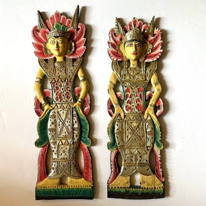 Vintage Balinese Carved Panels - Two Figures