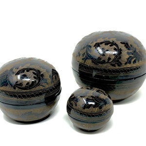 Burmese Lacquerware Boxes - Set of 3