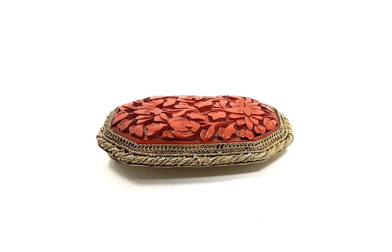 Antique Chinese Cinnabar Fur Clip - image 9