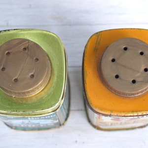 Vintage Tin Salt and Pepper Shaker Set image 5