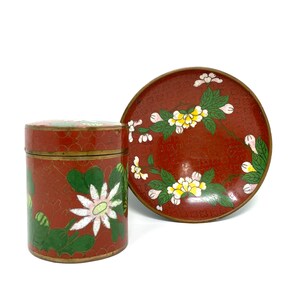 Chinese Cloisonné Lidded Canister and Trinket Dish - Circa 1930