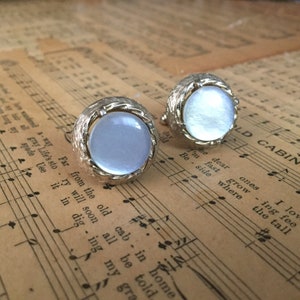 Vintage Cufflinks - Gold Toned and White Pearlescent - Circa 1950