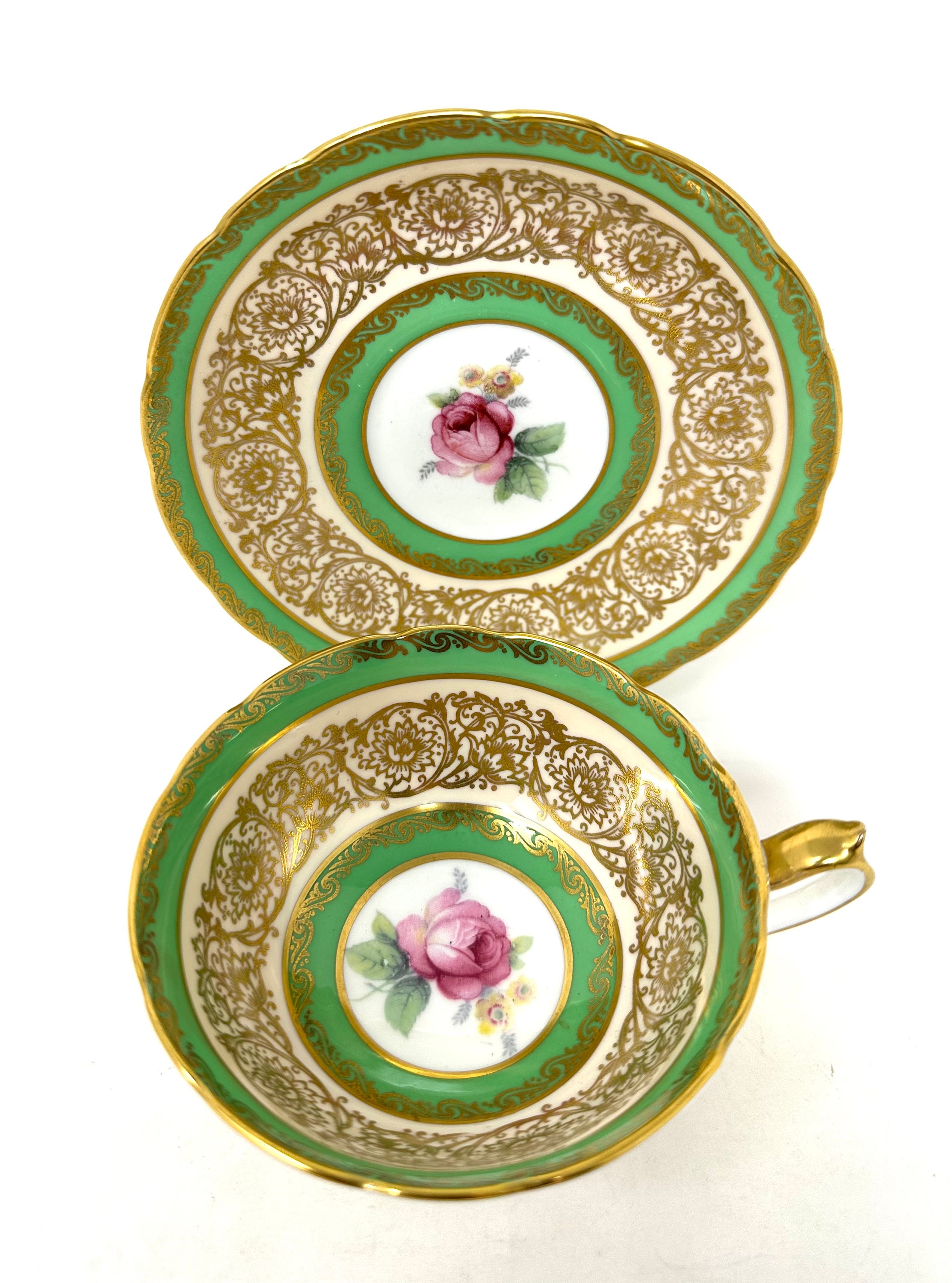 Paragon China Teacup and Saucer - Apple Green - Circa 1950 - Etsy