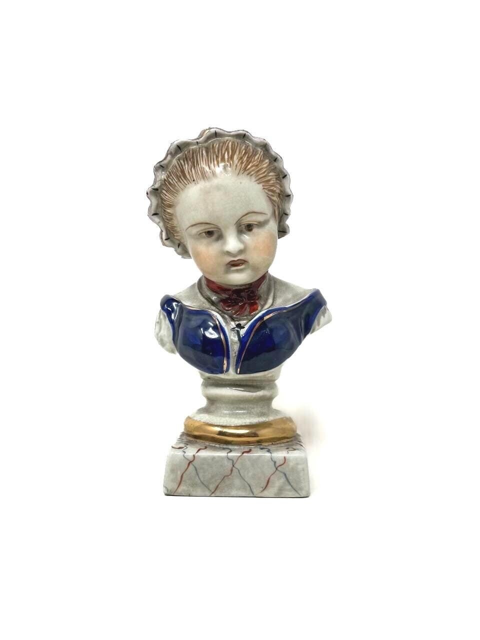 Antique Staffordshire Ceramic Girl Bust