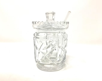Vintage Crystal Jam Jar With Spoon