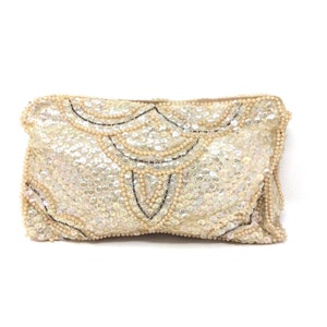 Vintage 1950s Handmade Sequined Clutch - Debbie Japan