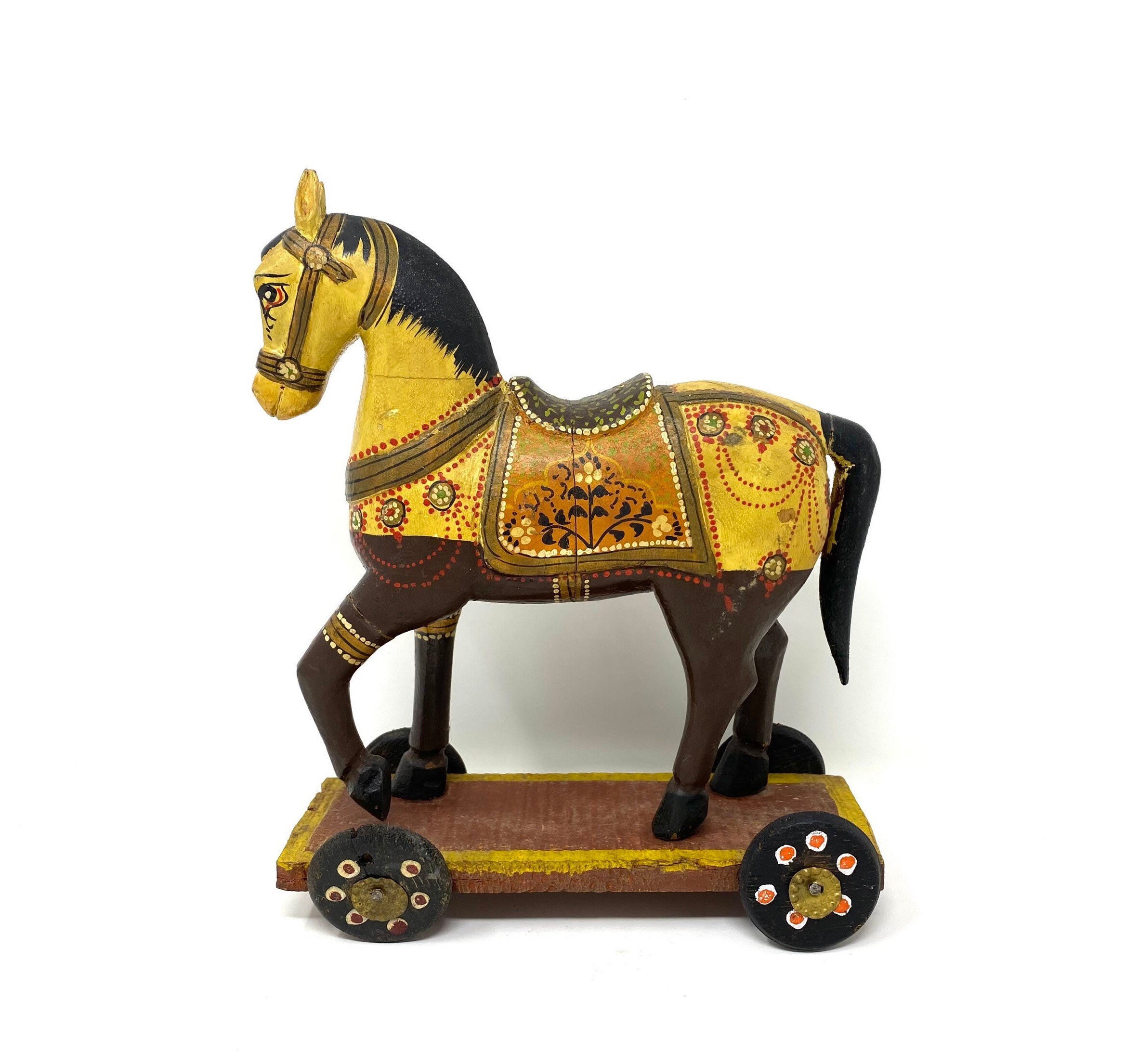 Painted Carved Temple Horse From Rajasthan - Ca 1930 Painted Carved Temple Horse From Rajasthan - Ca 1930